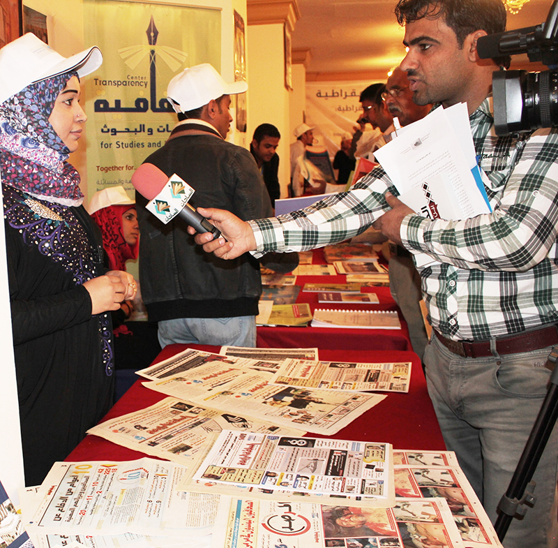 Woman being interviewed.